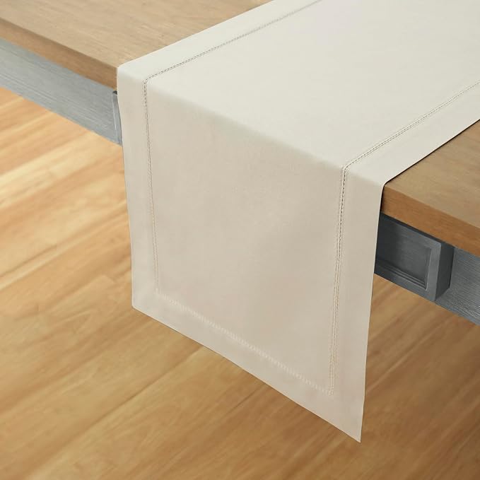 Solino Home Cotton Linen Dining Table Runner Linen Hemstitch, 14 x 36 in | - Image 2