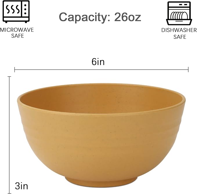 Unbreakable Cereal Bowls, Wheat Straw Bowl Set 8 PCS, Microwave and Dishwasher - Image 4