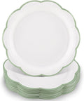 30 Pcs Sage Green and White Paper Plates 9 In White Plates by NatNarr