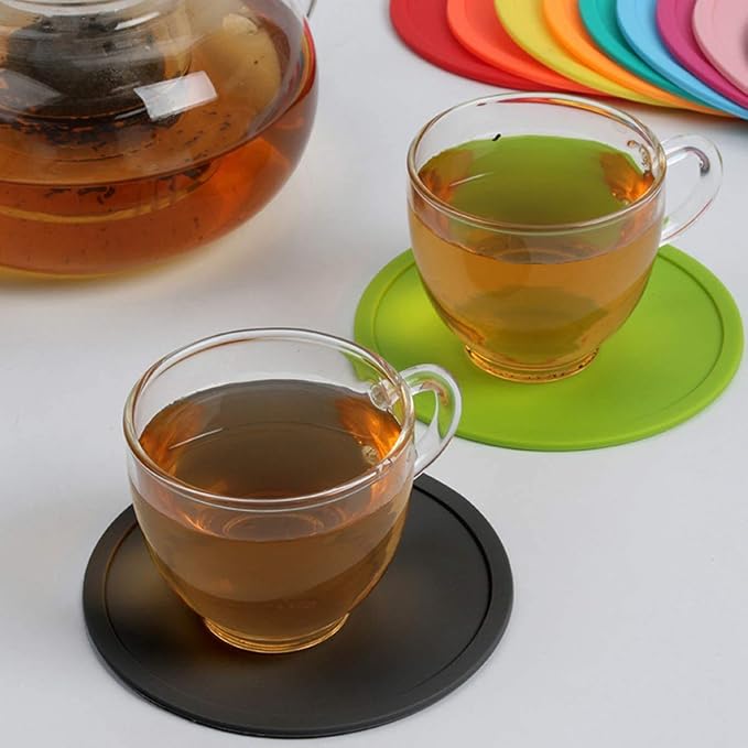 MIZORLIE 4" Non Slip Coasters, Mixed Color, Colorful Unique Slice Design - Image 5