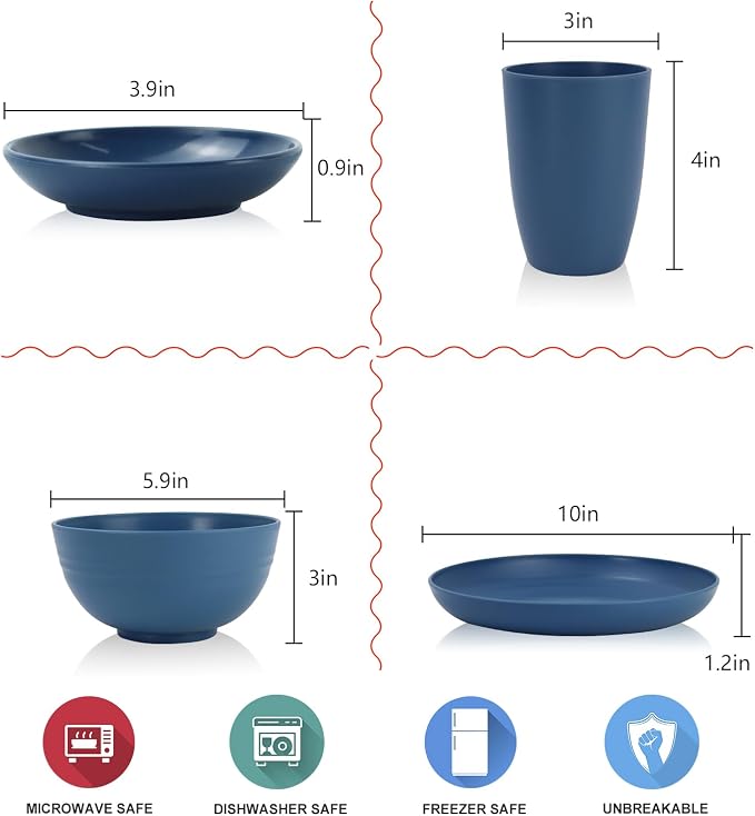 Wheat straw plates and bowls sets of 16 - Image 2
