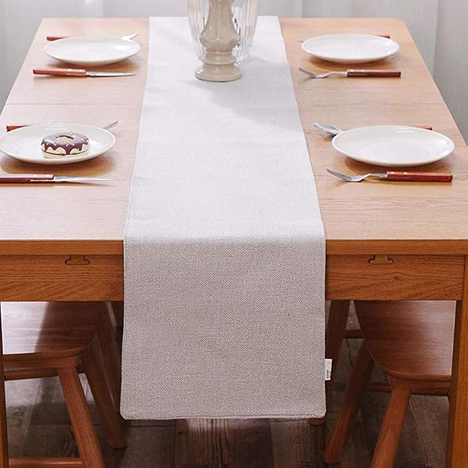 2 Piece Fabric in 1, Soft Caddice Faux Linen 2 Side Table Runner, eco-Friendly by NATUS+WEAVER