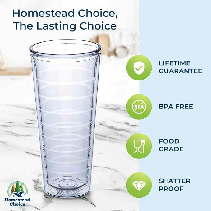 Homestead Choice Insulated Drinking Glasses 22oz 4-pack - Image 3