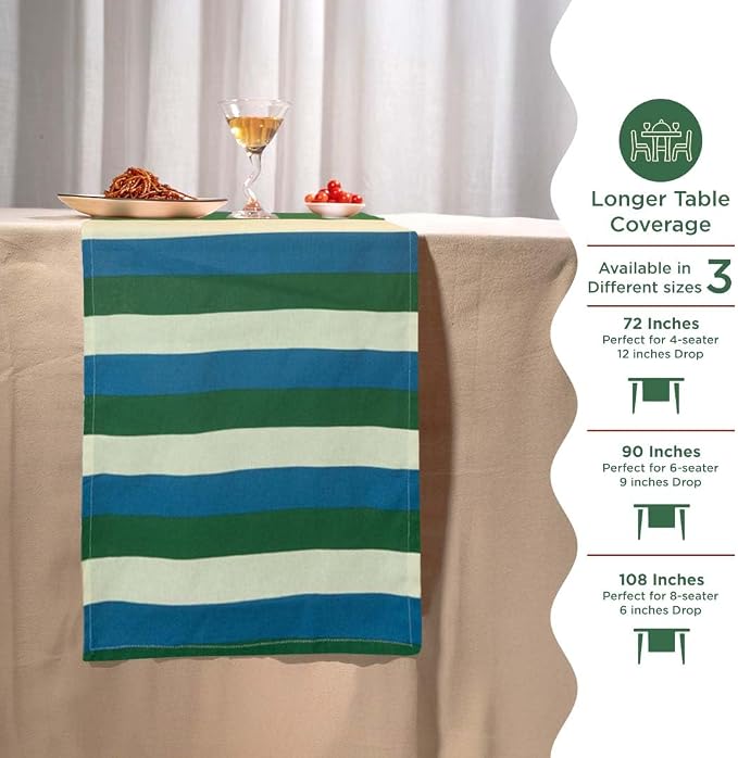 Folkulture Summer Table Runner 90 Inches Long | Blue, Pool Party Decorations - Image 6