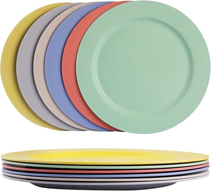 10inch/6pcs Dishwasher & Microwave Safe Wheat Straw Plates by greenandlife
