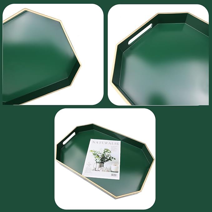 Green Decorative Tray with Handles, Versatile Serving Tray - Image 4