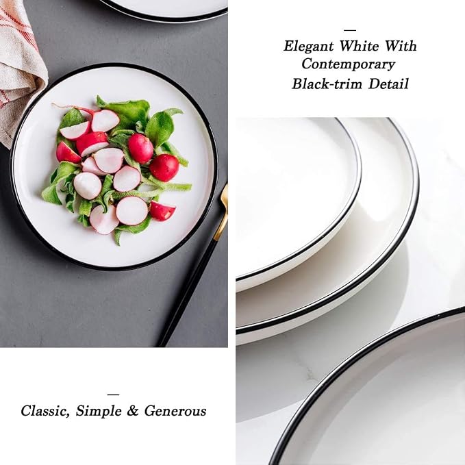 8 Inch Porcelain Lunch Plates, Classic Round Serving Plate - Image 6