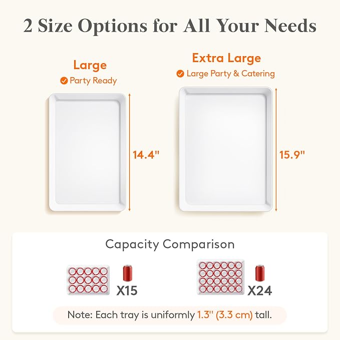 Lifewit 14.5" x 9.5" Large Plastic Serving Trays - Image 3
