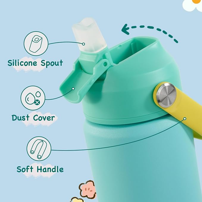 12oz Kids Water Bottle 2 Pack, Stainless Steel Insulated Water Bottle - Image 3