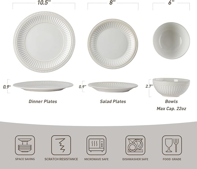 Famiware Ceramic Plates and Bowls Sets, Chip & Scratch Resistant, Microwave & - Image 6