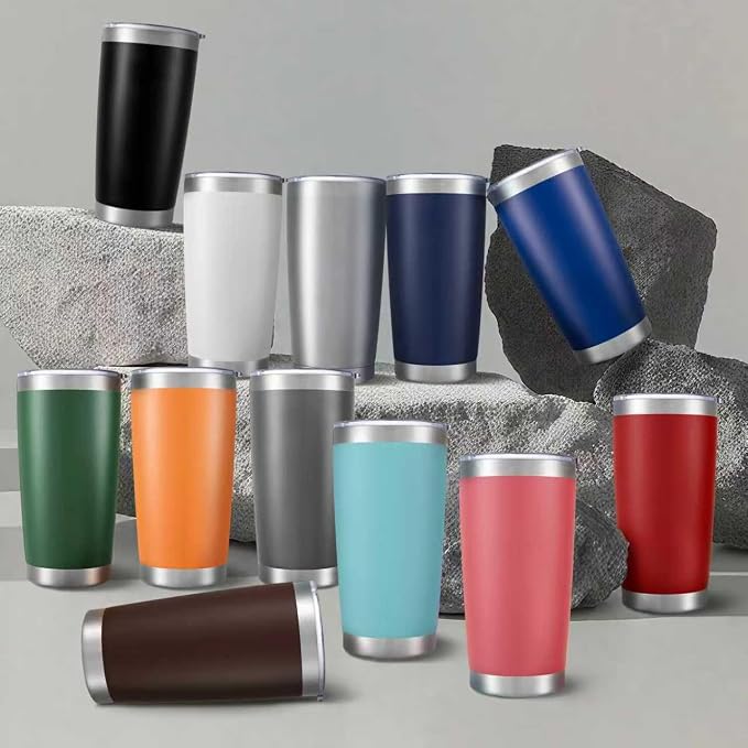 20oz Tumbler Bulk with Lid Stainless Steel Tumblers, 12 Pack | Leak Proof Lid - Image 8