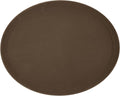 Winco 26" x 22" Brown Oval Fiberglass Glass Tray | Non-slip surface, by Winco