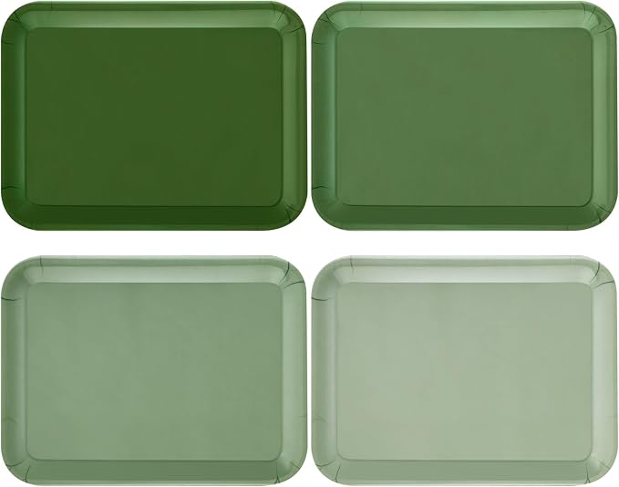 4 Pieces Serving Trays Melamine Platters Reusable Rectangle Party Trays by Tiangrid