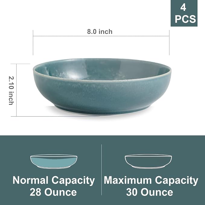 30oz Ceramic bowls set of 4-8" serving bowls - Image 2