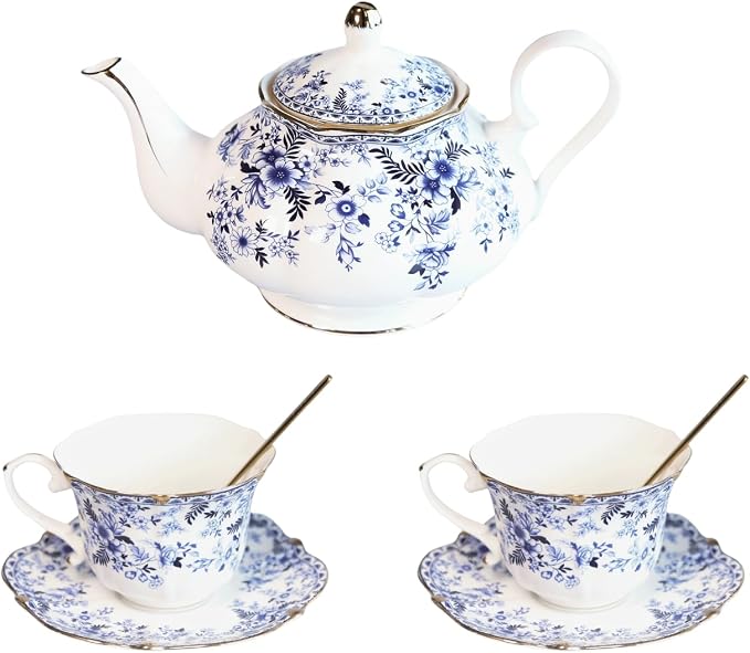 Vintage Floral Porcelain Bone China Tea Set by Unknown