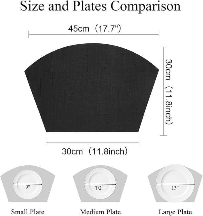 SHACOS Small Round Table Placemats Wedge Placemat Set of 4 Non Slip Heat - Image 4