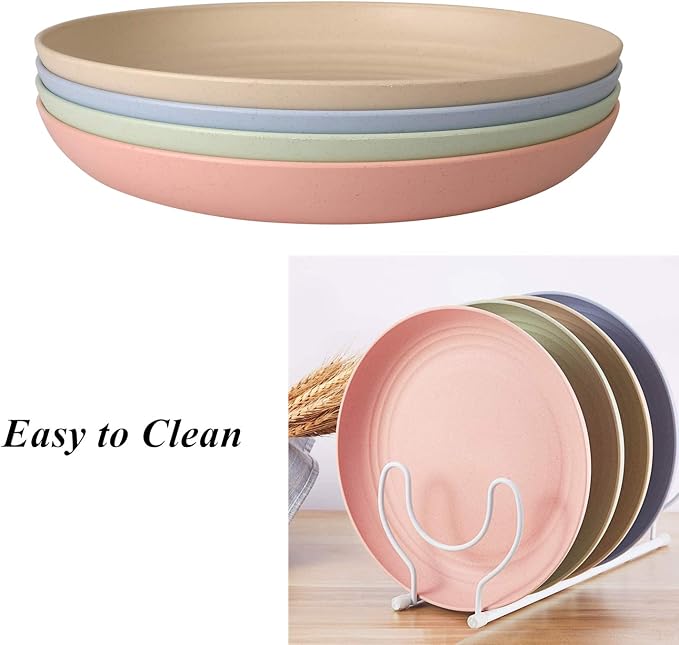 CAMBUY Wheat Straw Plates 4 Pack 10 Inch Extra Large Plate Set | Unbreakable - Image 4