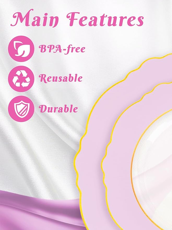 60Pcs Pink Plates Disposable - Image 3