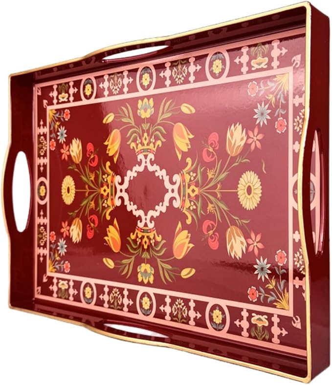 Boho Red Decorative Tray, Serving Tray by Umisriro