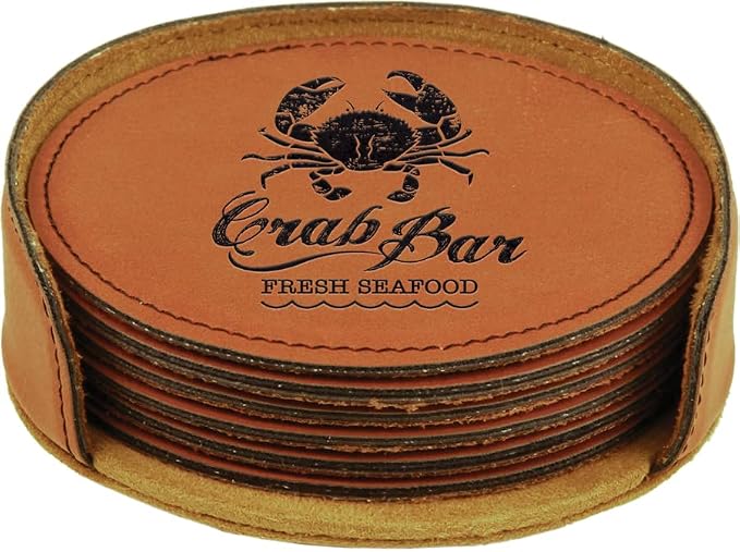 Custom Engraved Coasters | Personalized Leather Coaster | Set of 6 | Drink by AMERICAN+PERSONALIZED