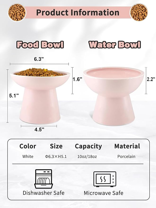 LoeJan Elevated Cat Food and Water Bowls Set - Image 2