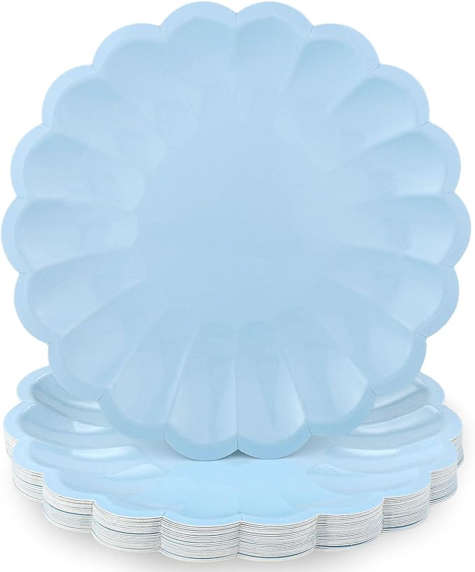 NatNarr 30 Pcs Light Blue Paper Plates 9.5 In Blue Plates Disposable | Heavy by NatNarr