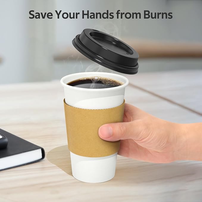 Dealusy 100 Pack 16 oz Disposable Coffee Cups - Image 3