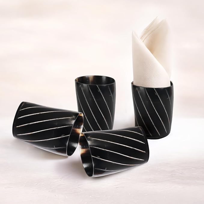 Handicrafts Home Viking Horn Shot Glasses Set of 4, Handmade Natural Ox Horn - Image 3