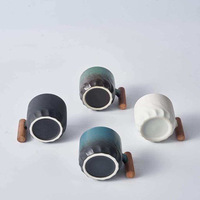 Ceramic Espresso Cups with Wooden Handle Espresso Shot Cups Ceramic Tea Cups - Image 4
