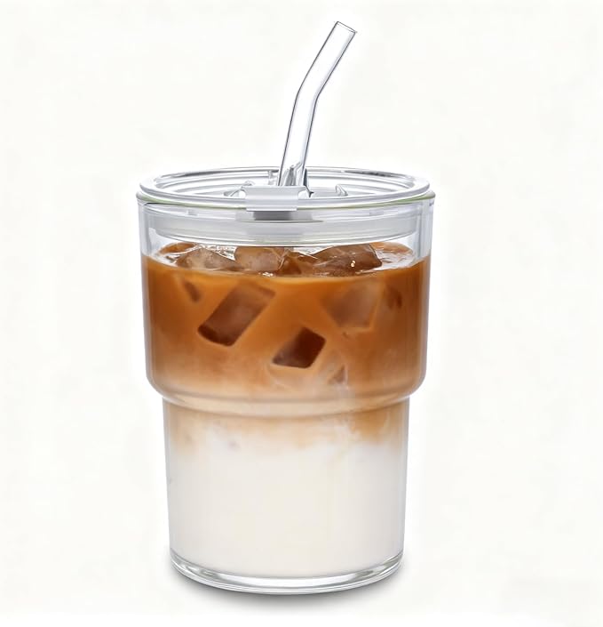 13oz Glass Tumbler with Straw and Lid Sealed, Carry On Reusable Iced Coffee Cups - Image 5