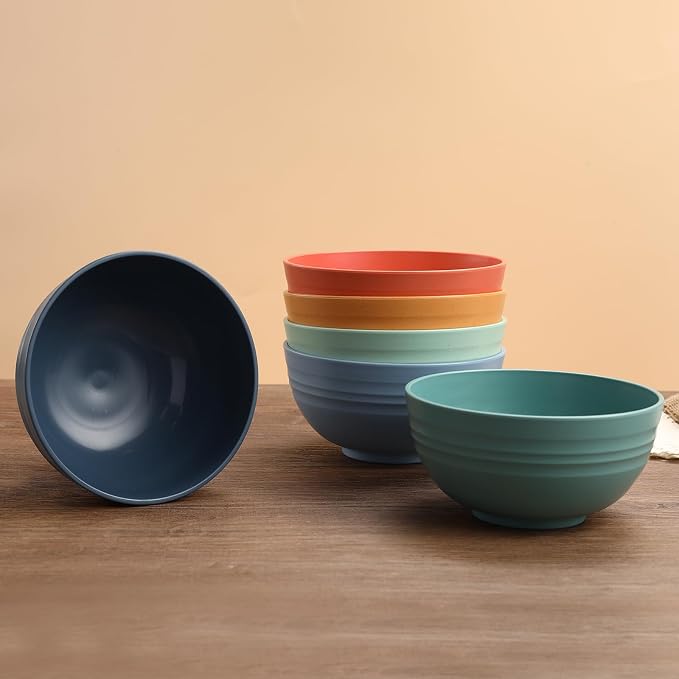 HEYCOME 12 Pcs Unbreakable Cereal Bowls Set, 26 Oz Wheat Straw Bowls Set - Image 6