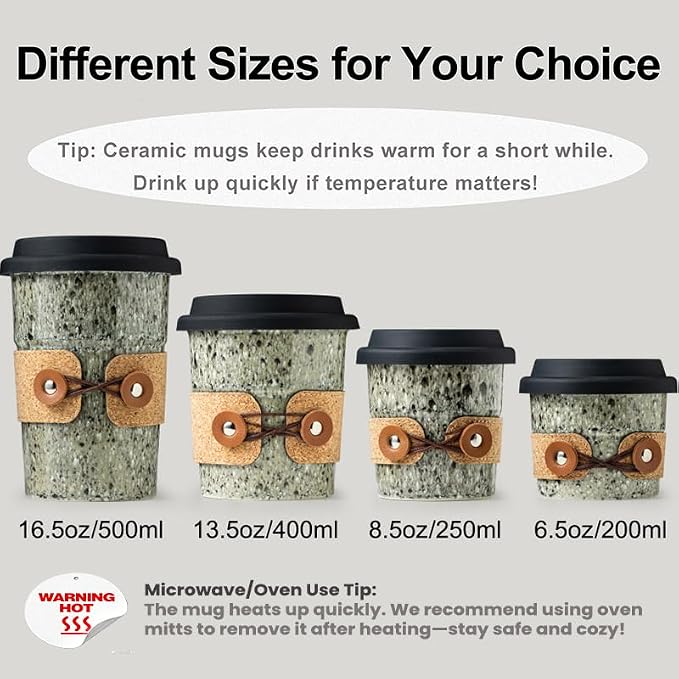 Ceramic Coffee Travel Mug Tea Cups - Image 8