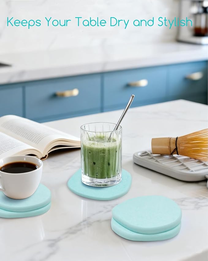 Diatomaceous Earth Coasters, Heat-Resistant, Modern Stone Design, Dark Gray - Image 4