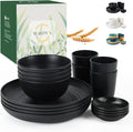 Wheat straw dinnerware sets of 16-10 inches plates, 26oz bowls, 2oz dipping by WROVA