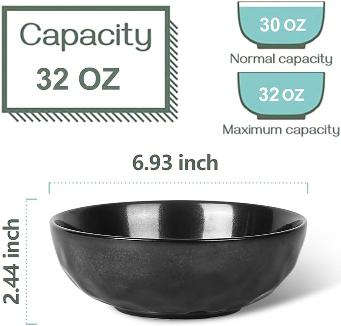 vicrays Ceramic Pasta Bowls Set, 32 Ounce Soup Bowls, Large Salad Bowls - Image 4