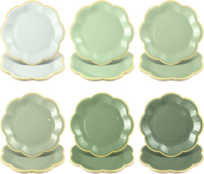 60 Pcs Sage Green Plates, 7 In Disposable Dessert Plates by NatNarr