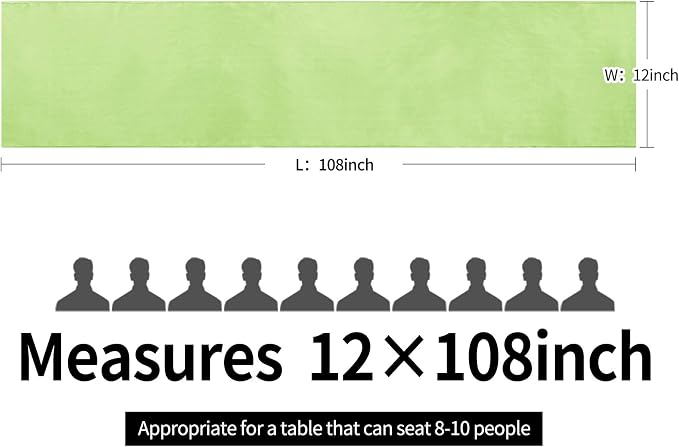 5-Pack Satin Table Runner Light Green 12 x 108 inches Long, Table Runners - Image 4
