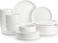 MALACASA Plates and Bowls Sets, 24 Pieces Modern Porcelain Dinnerware Set by MALACASA