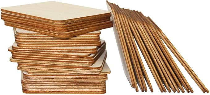 MONKEY SUN 48 Pieces 4 x 4 Inches Unfinished Square Wood Blank Coaster Bulk - Image 2