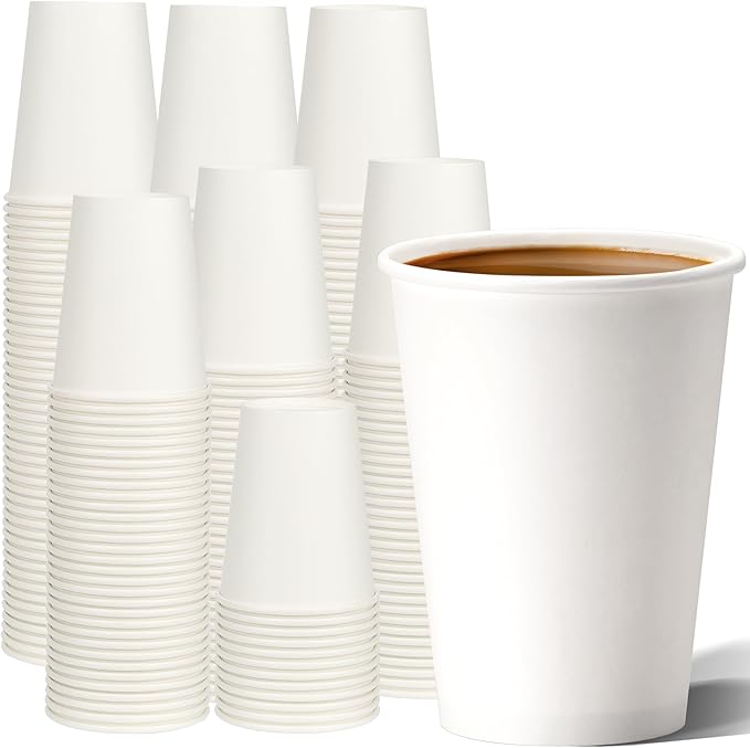 METAPRINT Disposable Paper Cups 12 oz, 12 oz Paper Coffee Cups, Thickened Design by METAPRINT