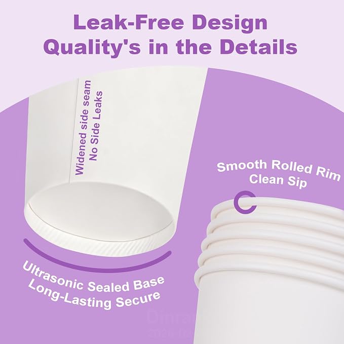 12 oz 100 Pack Bulk Disposable Coffee Cups, Coffee Cups - Image 4