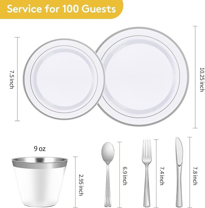 420Pieces silver Disposable Plates - Image 3