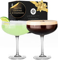 VEMACITY - Elegant Handblown Coupe Cocktail Glasses Set of 2 - Crystal Espresso by Vemacity
