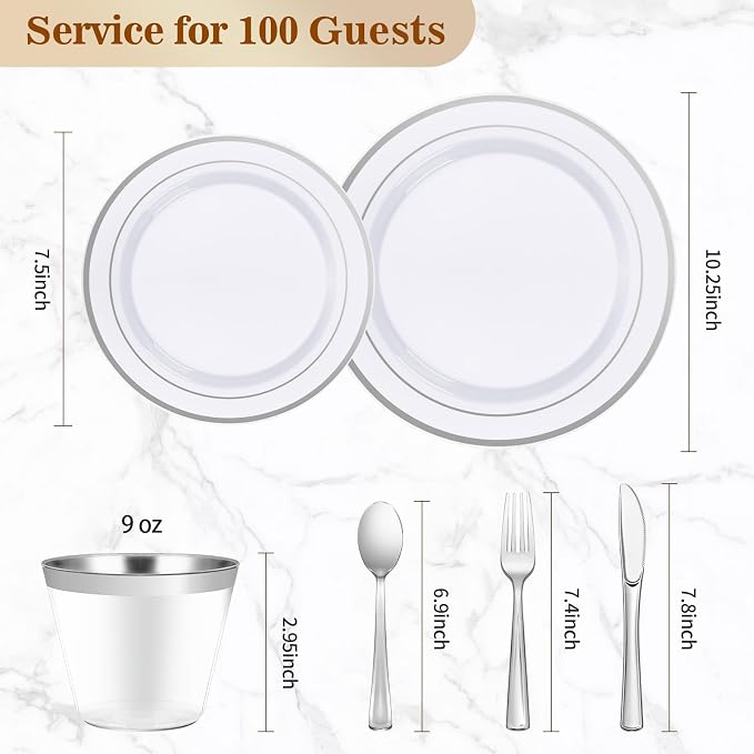 BESTVIP 600PCS Silver Dinnerware Set - Image 4