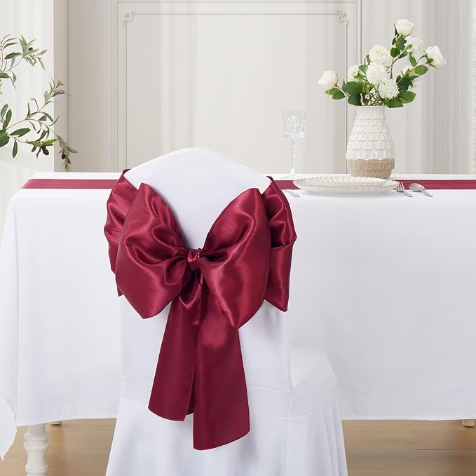 Burgundy Satin Table Runner, 12x108 Inches, 2 Pack | Premium Satin, Smooth - Image 3