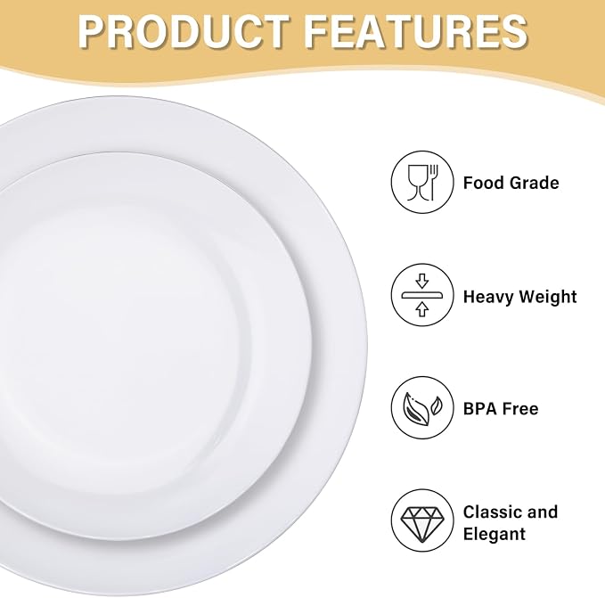 Nervure 100Pcs White Plastic Plates - Image 9