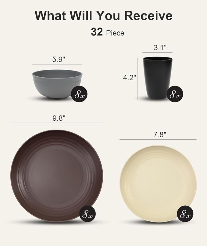Quatish 32 Piece Plates and Bowls Sets - Image 2