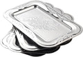 4 Pack Silver Serving Trays, Lightweight Vintage Tea Display Tray by Zenovlux