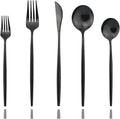 Shiny Black Silverware Set, JASHII 30-Piece Stainless Steel Satin Finish by JASHII