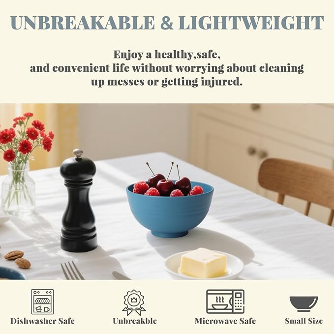 Wheat Straw Small Bowls, Unbreakable Dessert Bowls 8 PCS, 10 OZ Small Plastic - Image 5